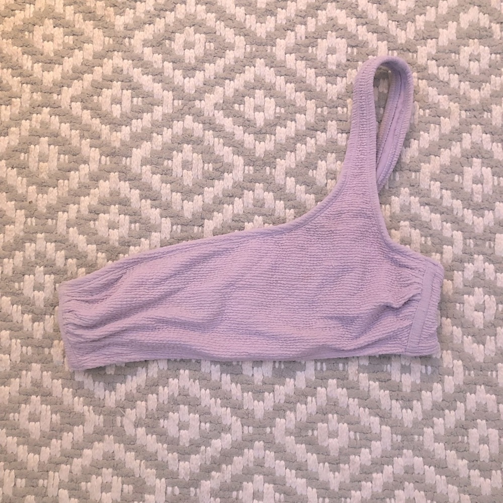 one shoulder purple bikini top!